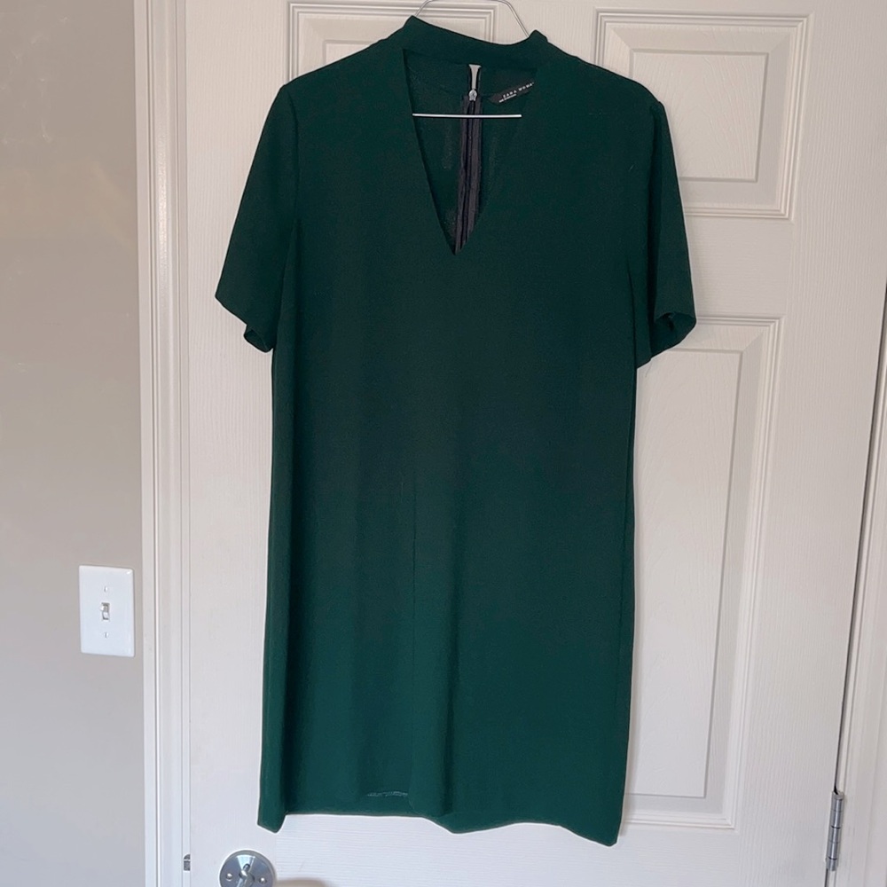 Emerald green Zara woman shirt dress with cut out -medium